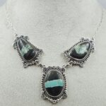 Black Jack Turquoise 925 Sterling Silver Necklace (RS40-57)