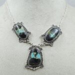 Black Jack Turquoise 925 Sterling Silver Necklace (RS40-56)