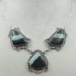 Black Jack Turquoise 925 Sterling Silver Necklace (RS40-54)