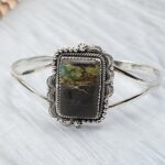 Black Jack Turquoise 925 Sterling Silver Bangle (RS40-18)