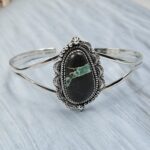 Black Jack Turquoise 925 Sterling Silver Bangle (RS40-17)