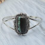 Black Jack Turquoise 925 Sterling Silver Bangle (RS40-11)