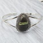 Black Jack Turquoise 925 Sterling Silver Bangle (RS40-2)