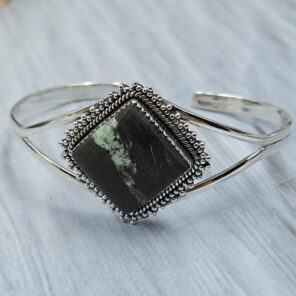 Black Jack Turquoise 925 Sterling Silver Bangle (RS40-5)