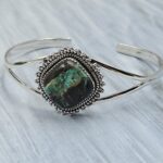 Black Jack Turquoise 925 Sterling Silver Bangle (RS40-6)