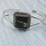 Black Jack Turquoise 925 Sterling Silver Bangle (RS40-10)