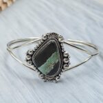 Black Jack Turquoise 925 Sterling Silver Bangle (RS40-19)