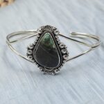 Black Jack Turquoise 925 Sterling Silver Bangle (RS40-21)