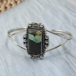 Black Jack Turquoise 925 Sterling Silver Bangle (RS40-22)