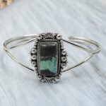 Black Jack Turquoise 925 Sterling Silver Bangle (RS40-25)