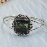 Black Jack Turquoise 925 Sterling Silver Bangle (RS40-26)