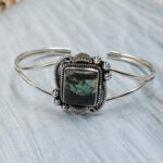 Black Jack Turquoise 925 Sterling Silver Bangle (RS40-29)