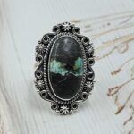 Black Jack Turquoise Size US 9 925 Sterling Silver Ring (RS42-238)