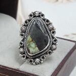 Black Jack Turquoise Size US 8 925 Sterling Silver Ring (RS42-234)