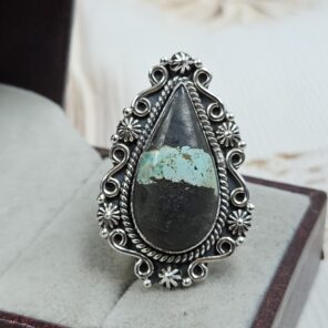 Black Jack Turquoise Size US 9 925 Sterling Silver Ring (RS42-240)