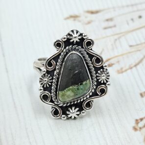 Black Jack Turquoise Size US 9 925 Sterling Silver Ring (RS42-239)