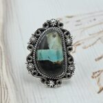 Black Jack Turquoise Size US 8 925 Sterling Silver Ring (RS42-233)