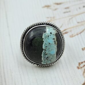 Black Jack Turquoise Size US 8 925 Sterling Silver Ring (RS42-210)