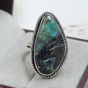 Black Jack Turquoise Size US 8 925 Sterling Silver Ring (RS42-212)