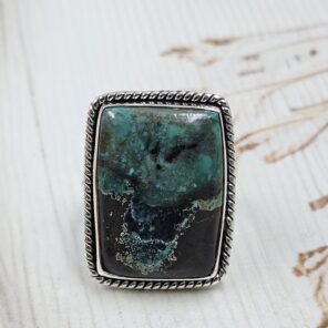 Black Jack Turquoise Size US 8 925 Sterling Silver Ring (RS42-213)