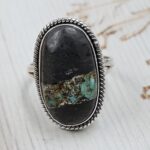 Black Jack Turquoise Size US 10 925 Sterling Silver Ring (RS42-221)