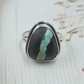 Black Jack Turquoise Size US 8 925 Sterling Silver Ring (RS42-298)