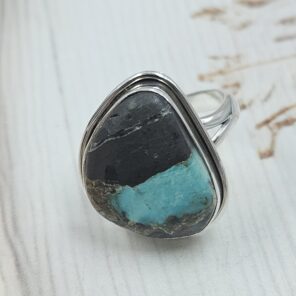 Black Jack Turquoise Size US 8 925 Sterling Silver Ring (RS42-296)