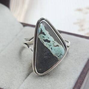Black Jack Turquoise Size US 10 925 Sterling Silver Ring (RS42-305)