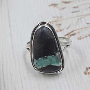 Black Jack Turquoise Size US 9 925 Sterling Silver Ring (RS42-302)