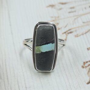 Black Jack Turquoise Size US 9 925 Sterling Silver Ring (RS42-300)