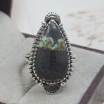 Black Jack Turquoise Size US 9 925 Sterling Silver Ring (RS42-284)