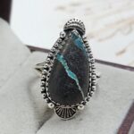 Black Jack Turquoise Size US 8 925 Sterling Silver Ring (RS42-281)