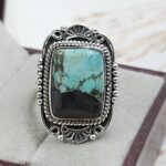 Black Jack Turquoise Size US 9 925 Sterling Silver Ring (RS42-225)