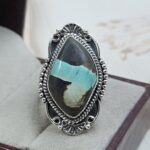 Black Jack Turquoise Size US 8 925 Sterling Silver Ring (RS42-232)