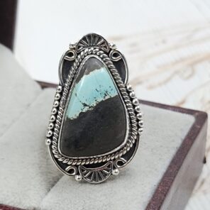 Black Jack Turquoise Size US 9 925 Sterling Silver Ring (RS42-228)