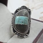 Black Jack Turquoise Size US 8 925 Sterling Silver Ring (RS42-231)