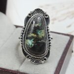 Black Jack Turquoise Size US 9 925 Sterling Silver Ring (RS42-226)
