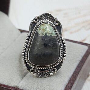 Black Jack Turquoise Size US 10 925 Sterling Silver Ring (RS42-223)