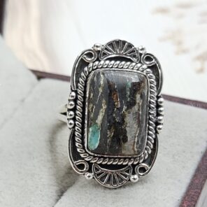 Black Jack Turquoise Size US 8 925 Sterling Silver Ring (RS42-229)