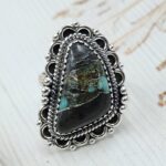 Black Jack Turquoise Size US 9 925 Sterling Silver Ring (RS42-260)
