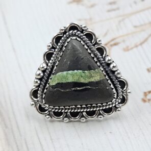 Black Jack Turquoise Size US 8 925 Sterling Silver Ring (RS42-257)