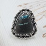 Black Jack Turquoise Size US 9 925 Sterling Silver Ring (RS42-262)