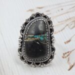 Black Jack Turquoise Size US 9 925 Sterling Silver Ring (RS42-261)