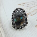 Black Jack Turquoise Size US 9 925 Sterling Silver Ring (RS42-259)