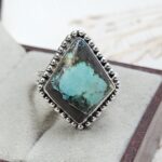 Black Jack Turquoise Size US 9 925 Sterling Silver Ring (RS42-292)