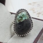 Black Jack Turquoise Size US 9 925 Sterling Silver Ring (RS42-293)