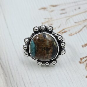 Black Jack Turquoise Size US 9 925 Sterling Silver Ring (RS42-205)