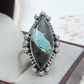 Black Jack Turquoise Size US 8 925 Sterling Silver Ring (RS42-198)