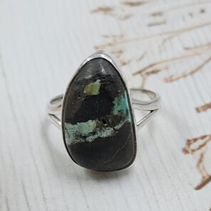 Black Jack Turquoise Size US 10 925 Sterling Silver Ring (RS42-245)