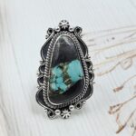 Black Jack Turquoise Size US 10 925 Sterling Silver Ring (RS42-267)